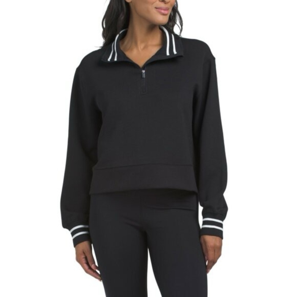 Yogalicious Black Quarter Zip Pullover Scuba Knit Size L